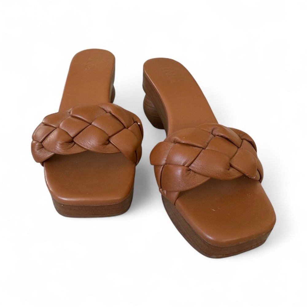 INC Women's Brown Braided Slide Sandals with round heel - Picture 3 of 5
